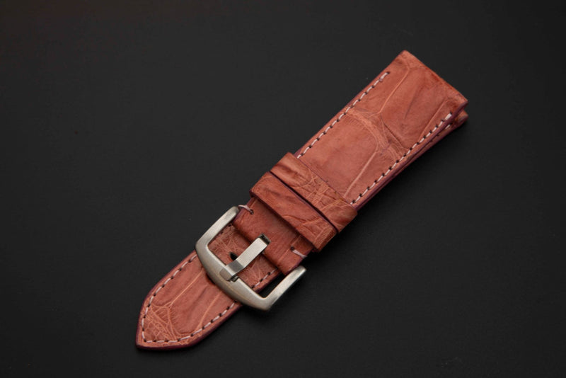 PINK CROCODILE BELLY LEATHER STRAP