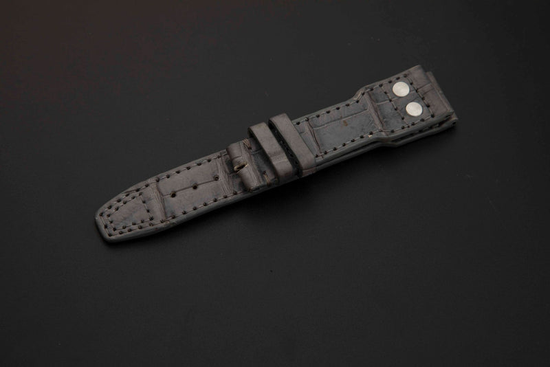 GREY CROCODILE BELLY LEATHER STRAP