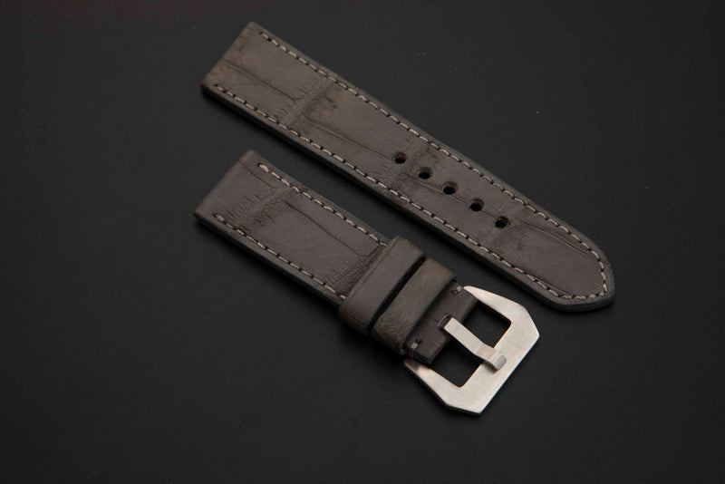 GREY CROCODILE BELLY LEATHER STRAP