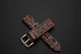 BROWN&SILVER CROCODILE HORNBACK LEATHER STRAP