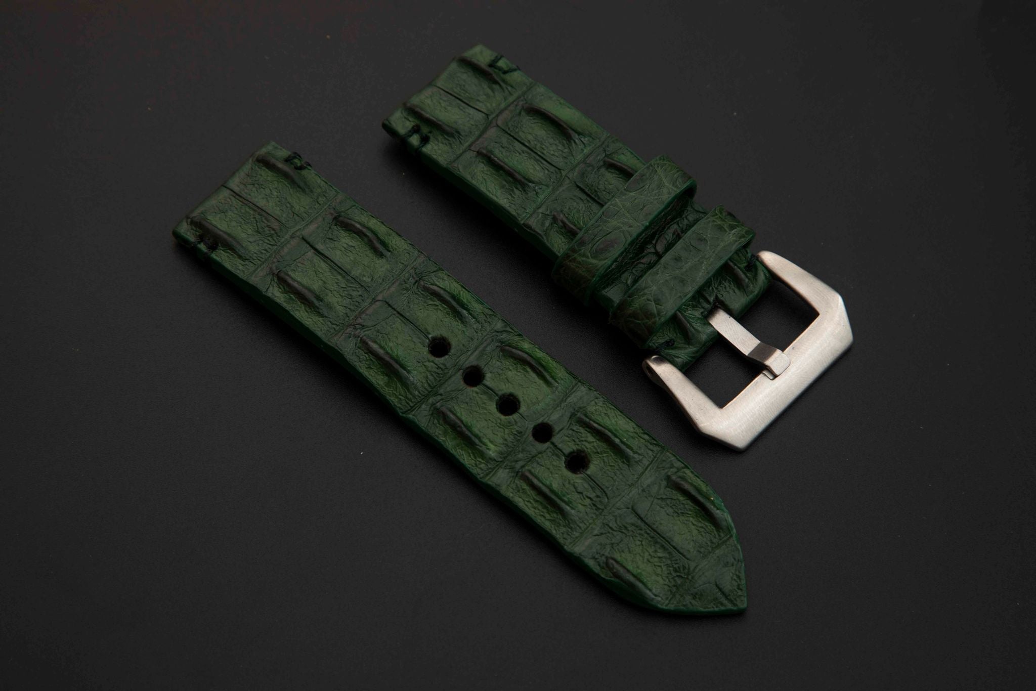GREEN CROCODILE HORNBACK LEATHER STRAP