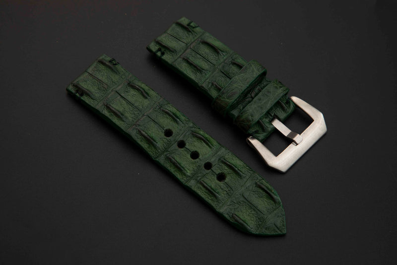 GREEN CROCODILE HORNBACK LEATHER STRAP