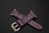 PURPLE&GOLD CROCODILE HORNBACK LEATHER STRAP