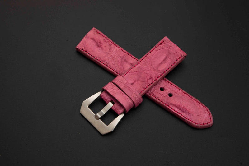 PINK CROCODILE HORNBACK LEATHER STRAP