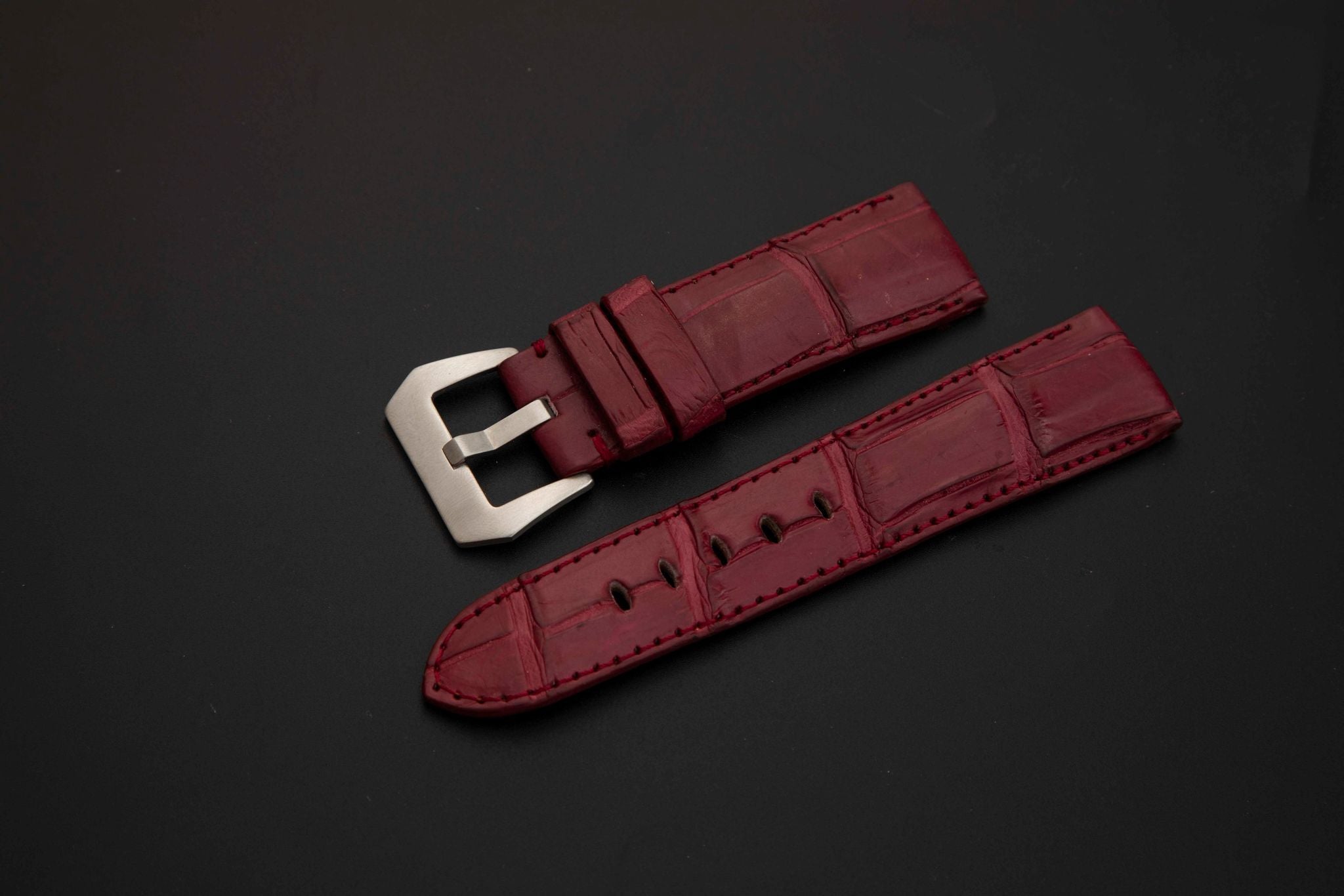 RED CROCODILE BELLY LEATHER STRAP