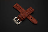 BROWN CROCODILE HORNBACK LEATHER STRAP