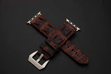 BLACK&RED CROCODILE HORNBACK LEATHER STRAP