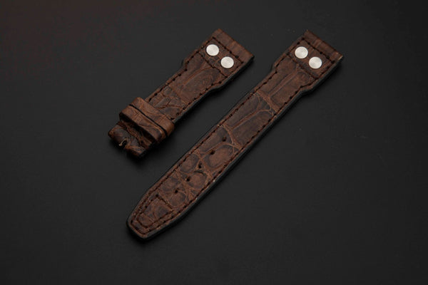 BROWN CROCODILE BELLY LEATHER STRAP