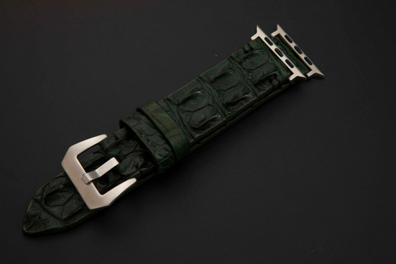 GREEN CROCODILE HORNBACK LEATHER STRAP