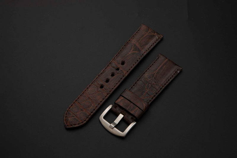 BROWN CROCODILE BELLY LEATHER STRAP