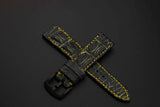 BLACK&GOLD CROCODILE HORNBACK LEATHER STRAP