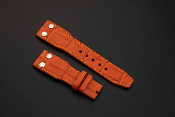 ORANGE CROCODILE BELLY LEATHER STRAP