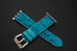 BLUE CROCODILE HORNBACK LEATHER STRAP