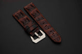 BLACK&RED CROCODILE HORNBACK LEATHER STRAP
