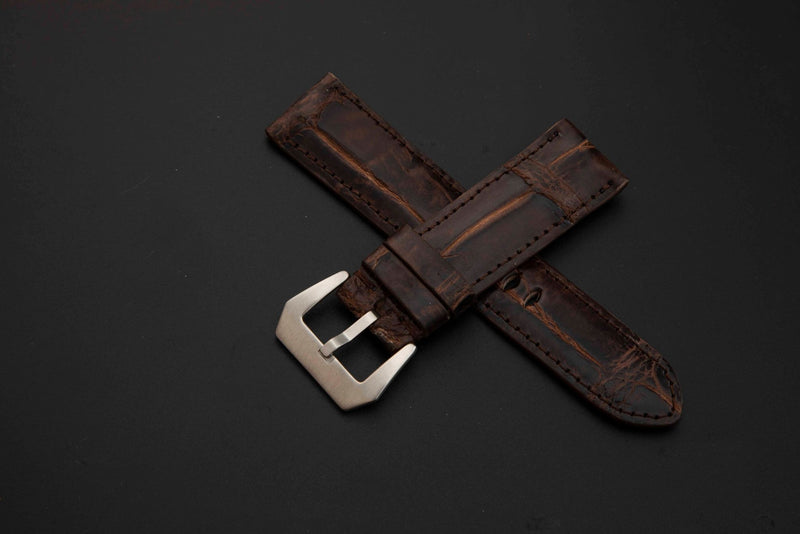BROWN CROCODILE BELLY LEATHER STRAP