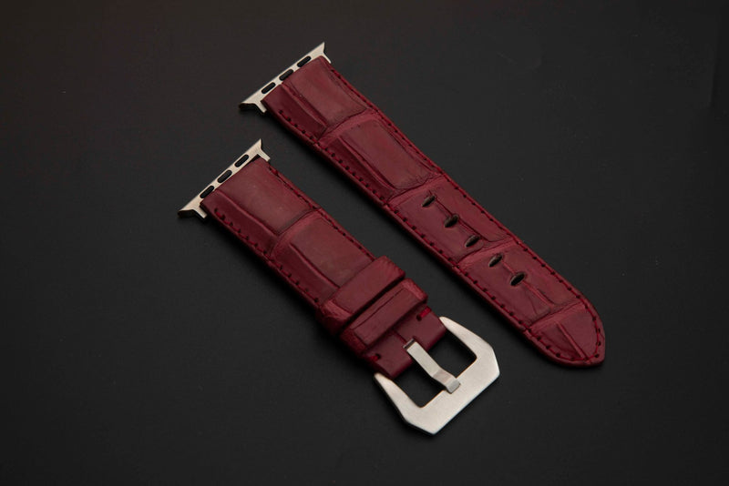 RED CROCODILE BELLY LEATHER STRAP