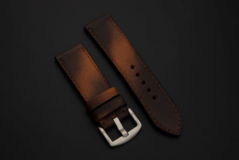 BLACK&BROWN CALF LEATHER STRAP