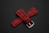 RED CROCODILE HORNBACK LEATHER STRAP