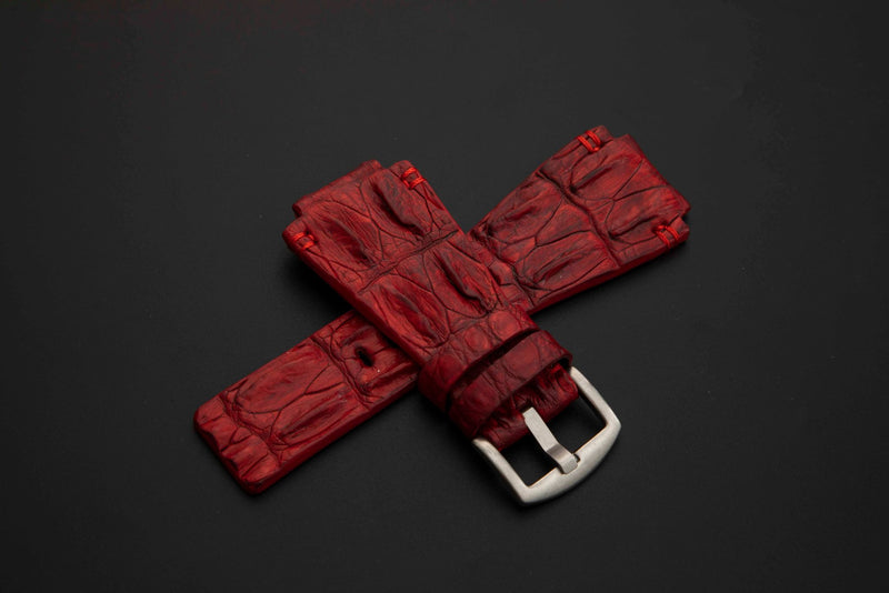RED CROCODILE HORNBACK LEATHER STRAP