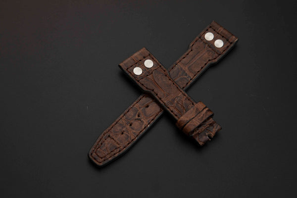 BROWN CROCODILE BELLY LEATHER STRAP