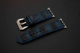 BLUE&BLACK CROCODILE HORNBACK LEATHER STRAP
