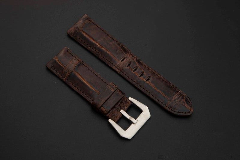 BROWN CROCODILE BELLY LEATHER STRAP