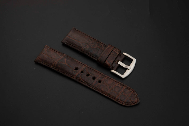 BROWN CROCODILE BELLY LEATHER STRAP