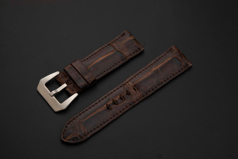 BROWN CROCODILE BELLY LEATHER STRAP