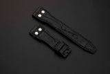 BLACK CROCODILE BELLY LEATHER STRAP - Lac Crado 
