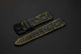 BLACK&GOLD CROCODILE HORNBACK LEATHER STRAP