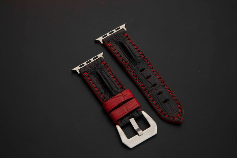 BLACK CROCODILE HORNBACK LEATHER STRAP - Lac Crado 