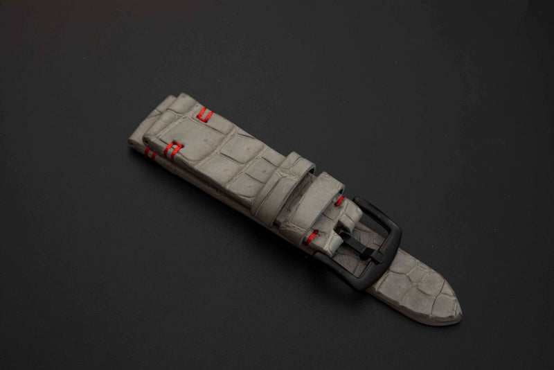 GREY CROCODILE BELLY LEATHER STRAP
