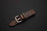 BROWN&SILVER CROCODILE HORNBACK LEATHER STRAP