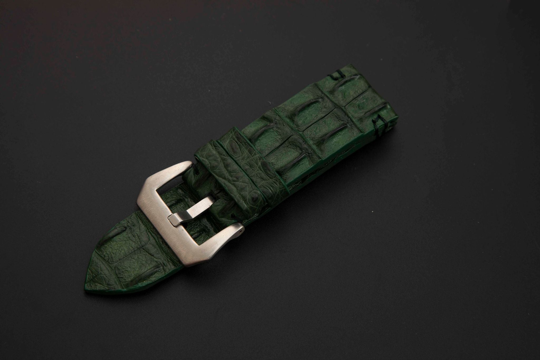 GREEN CROCODILE HORNBACK LEATHER STRAP