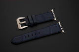 BLUE CROCODILE BELLY LEATHER STRAP