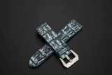 BLUE&SILVER CROCODILE HORNBACK LEATHER STRAP