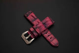 PINK&BLACK CROCODILE HORNBACK LEATHER STRAP