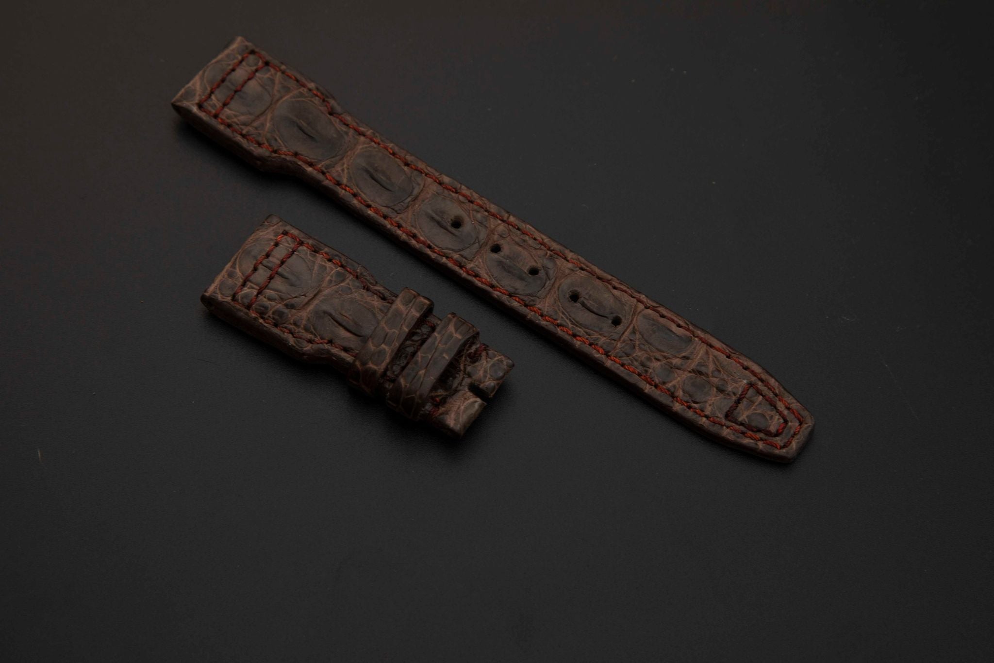 BROWN CROCODILE BELLY LEATHER STRAP