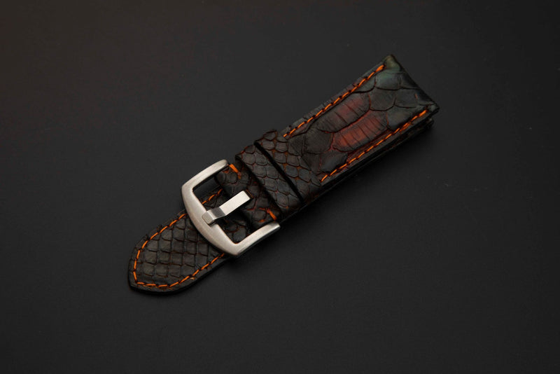 BLACK&BROWN PYTHON LEATHER STRAP