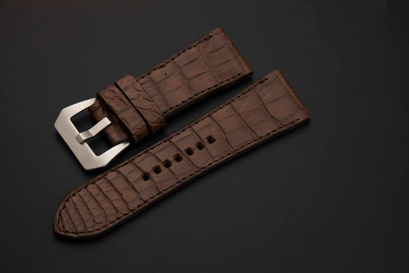 BROWN CROCODILE BELLY LEATHER STRAP