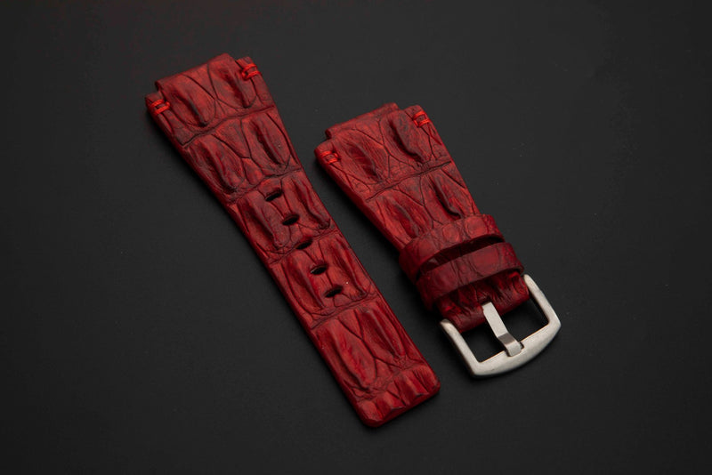 RED CROCODILE HORNBACK LEATHER STRAP