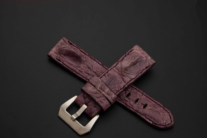 PURPLE CROCODILE HORNBACK LEATHER STRAP