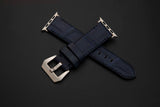BLUE CROCODILE BELLY LEATHER STRAP