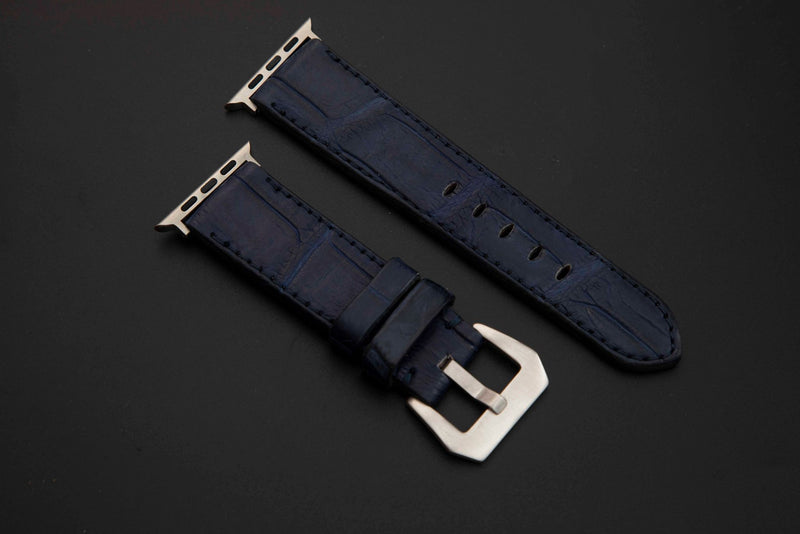 BLUE CROCODILE BELLY LEATHER STRAP