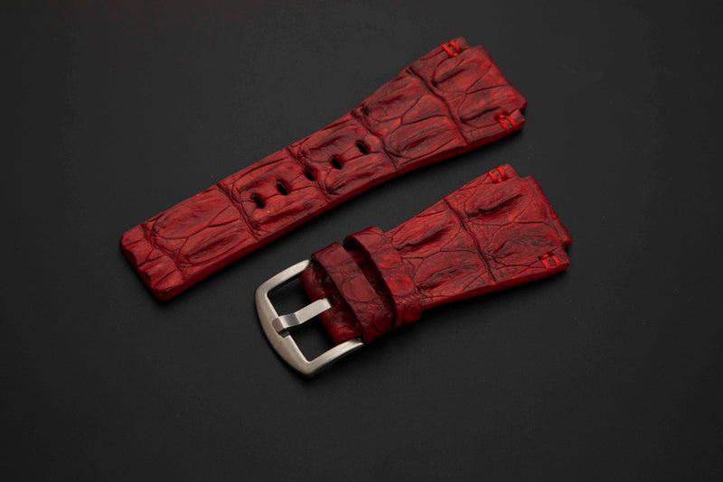 RED CROCODILE HORNBACK LEATHER STRAP