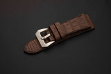 BROWN CROCODILE BELLY LEATHER STRAP