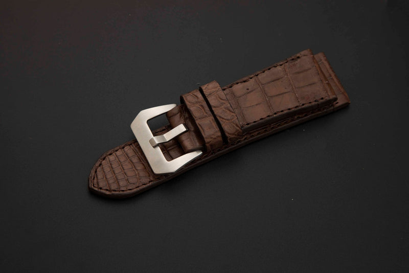 BROWN CROCODILE BELLY LEATHER STRAP