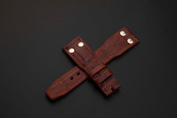BROWN CROCODILE BELLY LEATHER STRAP