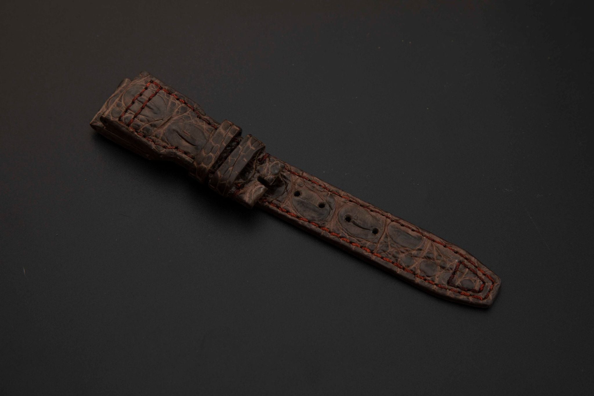 BROWN CROCODILE BELLY LEATHER STRAP