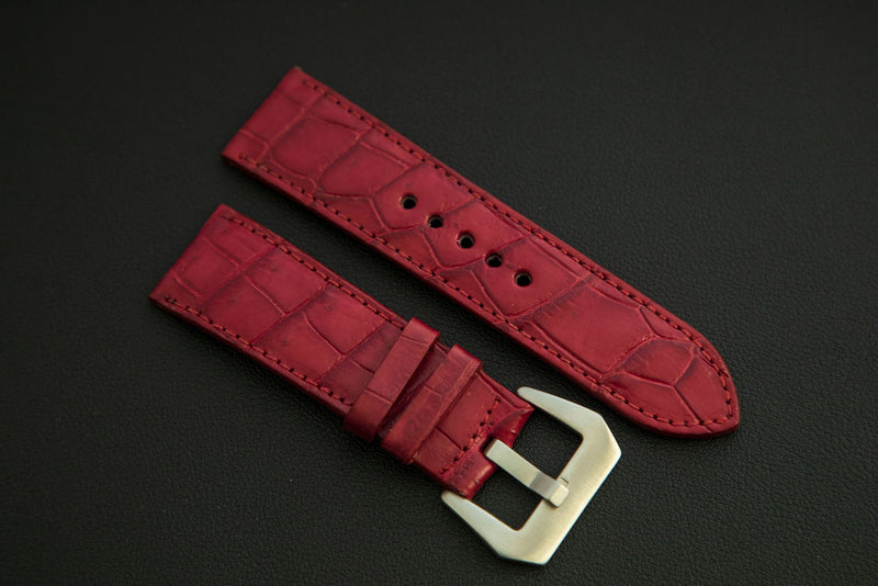RED CROCODILE BELLY LEATHER STRAP